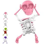 Lo Scheletro Danzante Che Ruba La Scena! Lo Scheletro Oscillante Spettrale, Scheletro Da Scrivania Oscillante 3D Con Meccanismo A Carica Manuale Per Decorazioni Da Scrivania Di Halloween(Pink)