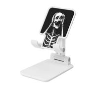 Lo scheletro tiene la testa Supporto pieghevole per telefono cellulare ad angolo regolabile in altezza Supporto per cellulare portatile da tavolo compatibile con tutti gli smartphone in stile bianco