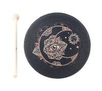 Lo sciamano, il tamburo Sami, il tamburo pagano, 9,8 pollici, tamburo a mano con bacchetta, tamburo lunare sciamano, tamburo siberiano musica spirituale, tamburo sciamano (nero)