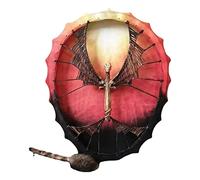 Lo sciamano, il tamburo Sami, il tamburo pagano, Tamburo musicale unico creativo da 25 cm con bacchetta a forma di totem del drago, tamburo etereo e tamburo a lingua, tamburo fatto a mano