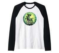 Lo spazio incontra l'umorismo con questo divertente alieno su ruote Maglia con Maniche Raglan