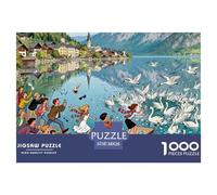 Lo specchio austriaco del lago di Hallstatt Puzzle in Legno Impermeabile DIY Puzzles Da 1000 Pezzi Per Adulti Sfidanti E Rompicapo Giochi Educativi