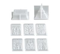 Lo stampo in ghisa per candelabri | Lanterna di Natale in gesso epossidico | 8 pezzi in silicone per i portacandele - per l'arte del calcestruzzo fatto a mano decorazione per la casa