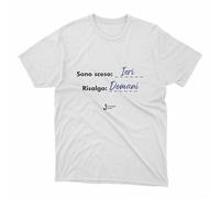 Lo Statale Jonico T-Shirt 'Sono sceso: Ieri - Risalgo: Domani' (IT, Testo, L, Regular, Regular, Bianco)