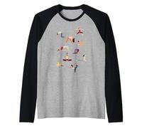 Lo yoga colorato pone arte - Grafica di meditazione Maglia con Maniche Raglan