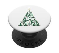 Lo yoga pone il disegno dell'albero di Natale PopSockets PopGrip Adesivo
