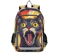 lo zaino bambino 8-12: borsa moderna libri per ragazze adolescenti in colori assortiti - Colorful Screaming Cat Illustrazione