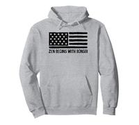 Lo Zen inizia con Bonsai Patriotic American Flag USA Felpa con Cappuccio