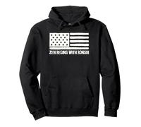 Lo Zen inizia con Bonsai Patriotic American Flag USA Felpa con Cappuccio