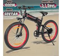 LO26 E Bike 1000W Motore 48V15AH Batteria Frenata Idraulica Piega Bici Elettrica 26-Pollici FAT Pneumatico All Terrain Bicicletta Elettrica White 900W 48V14AH
