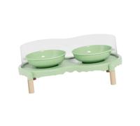 LOABXYUZ Ciotole Rialzate for Gatti in Ceramica, con Supporto Antiscivolo, Set di Ciotole for Cibo e Acqua for Gatti, for Interni ed Esterni, Verde