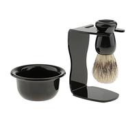 LOABXYUZ Set di pennelli da Barba 3 in 1, Strumento di Pulizia, Base for Telaio da Barba, Supporto + Sapone