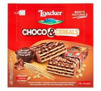 Loacker Choco & Cereals Barretta di Wafer e Cioccolato al Latte con Crema al Cioccolato, 4 x 25g
