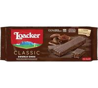 Loacker, Classic Double Choc, Wafer al Cacao con Crema al Cacao, 175g | Biscotti con Cacao nella Cialda Wafer e Deliziosa Crema al Cioccolato, Snack Dolci per Merenda, Colazione e Dessert
