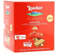 Loacker, Classic Napolitaner, Wafer Nocciola, Display 204 Pezzi | Biscotti con Cialde e Crema con nocciole italiane selezionate, Snack Monoporzione per Bar e Caffetterie, Confezione
