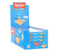 Loacker - Display Classic Vanille - Wafer Classico con 3 Strati di Cialde Farcite con Crema alla Vaniglia di Vere Bacche di Vaniglia Bourbon - Merenda e Snack - Confezione da 25 Pezzi da 45 g