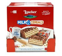 Loacker, Milk & Cereals, Barrette al Cioccolato al Latte con Ripieno di Crema al Latte, Cialde Wafer e Crispies ai Cereali, Merenda e Snack, 10 Confezioni da 4 Barrette