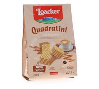 Loacker, Quadratini Cappuccino, Cubetti da Mangiare in un Boccone, con Cinque Strati di Cialdine Wafer e Quattro di Crema al Cappuccino, Merenda e Snack, 12 Sacchettini Richiudibili