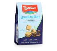 Loacker, Quadratini Chocolate Meno Zuccheri, Bocconcini di Wafer Farciti con Crema al Cioccolato, Nuova Ricetta con Ridotto Contenuto di Zuccheri, 110g