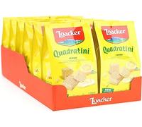 Loacker - Quadratini Lemon - Cubetti da Mangiare in un Boccone, con Cinque Strati di Croccanti Cialdine Wafer e Quattro di Crema al Gusto Limone - Merenda e Snack - 12 Sacchettini Richiudibili