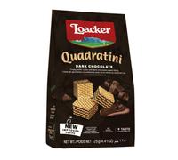 Loacker - Quadratini Dark Chocolate - Cinque Strati di Cialde di Wafer e Quattro di Crema al Cioccolato Fondente - Merenda e Snack - Formato Convenienza - 12 Sacchettini Richiudibili