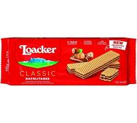 Loacker, Classic Napolitaner, Fragranti Wafer con 3 Strati di Cialde Farcite con Crema alle Nocciole 100% Italiane, Ideali per Merenda e Snack, 1 Confezione da 175g
