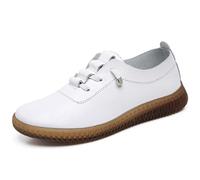 Loafer e Mocassini Donna Pell Eleganti Derby Donna Casual Piatti Scarpe Barca Donna Morbidi Semplici (Bianco)