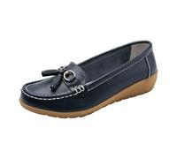 Loafer Mocassini da donna, comodi, piatti, in pelle, da infilare, comode, scarpe da guida all'aperto, comode, caffè, 36 EU