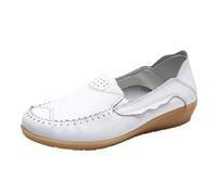 Loafer - Mocassini da donna piatti, comodi, morbidi, alla moda, per una testa, comode e comode, bianco, 41 EU