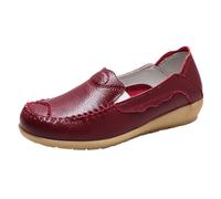 Loafer - Mocassini da donna piatti, comodi, morbidi, alla moda, per una testa, comode e comode, Vino, 42 EU