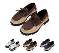 Loafer ortopedico da donna 2026, scarpe da donna in pelle Chunky Platform Loafers, comode scarpe a piedi nudi, suola spessa, da jogging, per il tempo libero, scarpe da ginnastica Colorblock per tutti