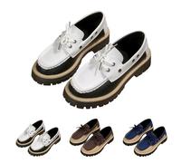 Loafer ortopedico da donna 2026, scarpe da donna in pelle Chunky Platform Loafers, comode scarpe a piedi nudi, suola spessa, da jogging, per il tempo libero, scarpe da ginnastica Colorblock per tutti