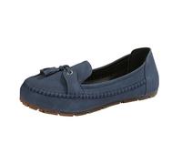 Loafer - Scarpe basse da donna per la primavera e l'estate, con punta rotonda e suola morbida, nappa, a gamba, piatta, alla moda, per il tempo libero, scarpe basse, Blu, 38.5 EU