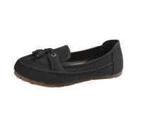 Loafer - Scarpe basse da donna per la primavera e l'estate, con punta rotonda e suola morbida, nappa, a gamba, piatta, alla moda, per il tempo libero, scarpe basse, Nero , 37.5 EU
