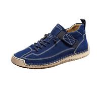 Loafer - Scarpe da donna in pelle, per il tempo libero, con suola morbida, leggere, leggere, basse, in pelle, alla moda, per il tempo libero, comode, Blu scuro, 41 EU