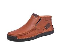 Loafer - Scarpe da uomo in pelle, con suola morbida, ammortizzante, tinta unita, piatte, grandi dimensioni, comode, per attività all'aperto, corsa, casual, da camminata, 39 - 43,5 EU, caffè, 42 EU
