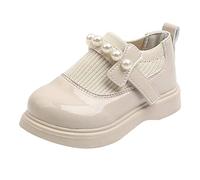 Loafers - Scarpe basse basse da bambina, per matrimoni, da sera, in pelle, per il tempo libero, per bambini, per la scuola, uniformi, in similpelle, beige., 23 EU