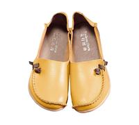 Loafers, scarpe basse da donna, in pelle, morbide, comode, per il tempo libero, in rete, traspiranti, leggere, eleganti, casual, ortopediche, giallo., 44 EU