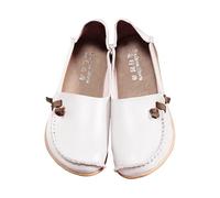 Loafers, scarpe basse da donna, in pelle, morbide, comode, per il tempo libero, in rete, traspiranti, leggere, eleganti, casual, ortopediche, bianco, 44 EU