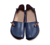 Loafers, scarpe basse da donna, in pelle, morbide, comode, per il tempo libero, in rete, traspiranti, leggere, eleganti, casual, ortopediche, Blu scuro, 44 EU