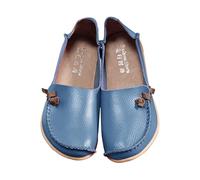 Loafers, scarpe basse da donna, in pelle, morbide, comode, per il tempo libero, in rete, traspiranti, leggere, eleganti, casual, ortopediche, Azzurro, 44 EU