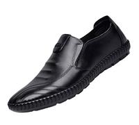 Loafers, scarpe da uomo in pelle nera, comode ed eleganti, per il tempo libero, scarpe basse, leggere, slip, scarpe da lavoro, Nero , 42 EU