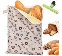 Loafguard Beeswax Bread Bag, Reusable Cotton Bees Wax Bread Bag With Zip Closure, Linen Bread Bag For 3x Longer Freshness, For Baguettes, Fruit And Vegetables (A)