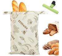 Loafguard Beeswax Bread Bag, Reusable Cotton Bees Wax Bread Bag With Zip Closure, Linen Bread Bag For 3x Longer Freshness, For Baguettes, Fruit And Vegetables (H)