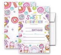 LoaHak Candyland, biglietto di invito per feste di compleanno per bambini, Sweet Candy Party, invito di compleanno Candyland (079)