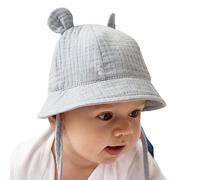 Loalirando Cappello da Sole Neonate 0-24 Mesi Cappello in Cotone 100% Morbido Anti-UV per Neonate Regalo Estate Cappello da Spiaggia (A-Grigio, 3-12 Months)