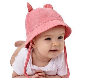 Loalirando Cappello da Sole Neonate 0-24 Mesi Cappello in Cotone 100% Morbido Anti-UV per Neonate Regalo Estate Cappello da Spiaggia (A-Rosa, 3-12 Months)