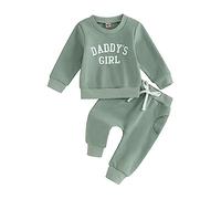 Loalirando Completini da Neonata 2 Pezzi Felpa a Manica Lunga Stampa Daddy's Girl + Pantaloni Tutina Neonata 0-3 Anni Femmina Regalo Neonata Femmina (Verde, 0-6 Months)