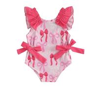 Loalirando Costume da Bagno da Bimba Bikini Intero Bambina Costumi da Bagno Un Pezzo Neonata Costume da Mare Neonata Bikini da Piscina Vacanza Swimwear da Spiaggia (Rosa Scuro, 12-18 Months)