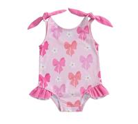 Loalirando Costume da Bagno da Bimba Bikini Stampa Floreale Costumi da Bagno Un Pezzo Neonata Costume da Mare Neonata Bikini da Piscina Swimwear da Spiaggia Mare (Rosa, 12-18 Months)